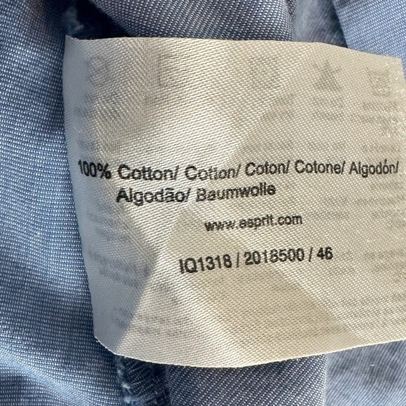 Esprit Blue Button Up Collared Shirt 10 - Picture 8 of 8